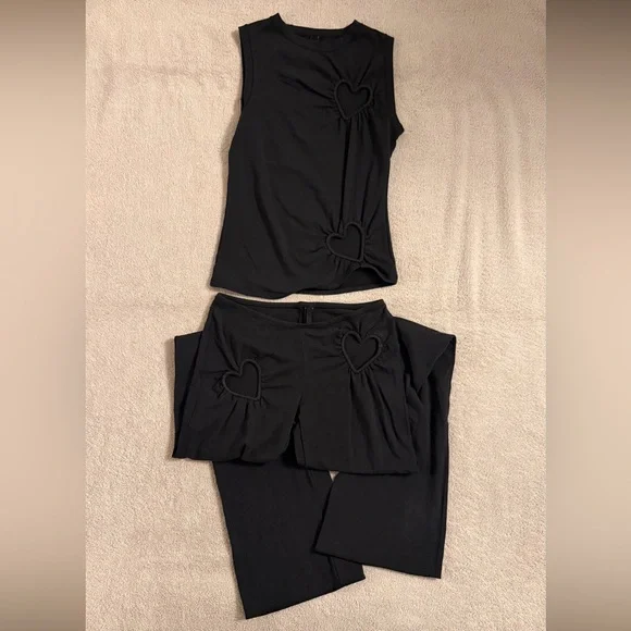 SKIMS - Valentines Heart Cotton Blend Jersey Set Small Top & XS Pants - Picture 7 of 11